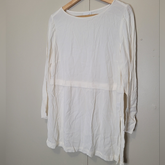 J. Jill Blouse Womens Size Medium Petite White Rayon 3/4 Sleeve - Picture 3 of 9